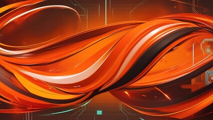 Wall Mural - Black and orange abstract gaming background. Generative Ai.