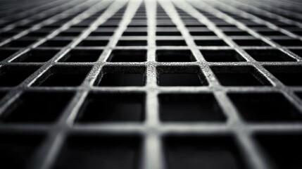 Poster - A close-up view of a metal grid pattern, emphasizing texture and design.