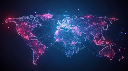 Wall Mural - a connected world: a digital map of global networks