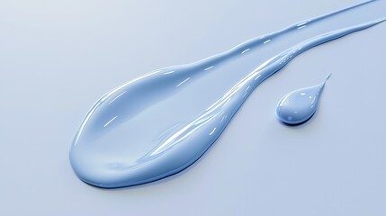 Poster - Glossy blue liquid flowing over a smooth surface, showcasing its unique texture and shape