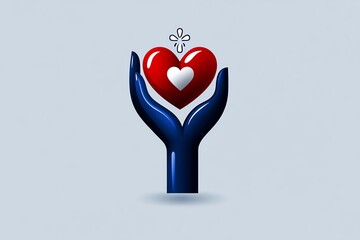 Poster - Simple minimalist icon of a hand holding a heart, representing the kindness and generosity that define altruism