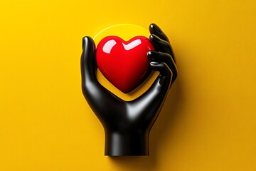 Poster - Simple minimalist icon of a hand holding a heart, representing the kindness and generosity that define altruism