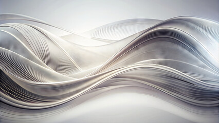 Poster - Soft curves and fluid lines in varying shades of light gray create a calming and stylish visual effect, perfect for contemporary design aesthetics