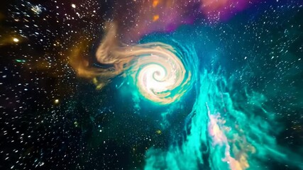 Aufkleber - Flight through the galaxy with spreading nebula clouds, shiny stars and constellations