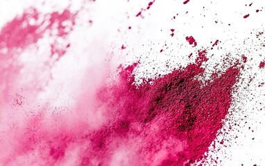 Poster - Bright pink powder bursts across a white surface, creating a vibrant visual display during a creative art session