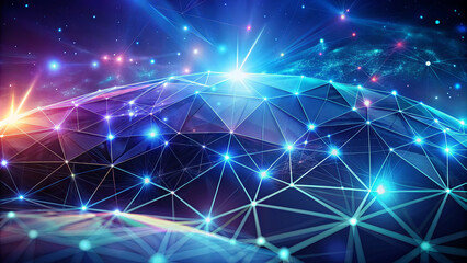 Poster - A stunning representation of a digital landscape illuminated with bright lights and geometric patterns, symbolizing connectivity and technological advancement in a dynamic environment