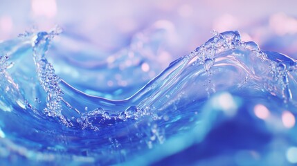 Poster - A close-up of shimmering water waves in vibrant blue tones.