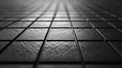 Poster - A close-up view of textured black tiles arranged in a grid pattern.