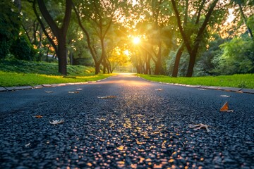 Wall Mural - Serene Sunset on a Tree-Lined Pathway