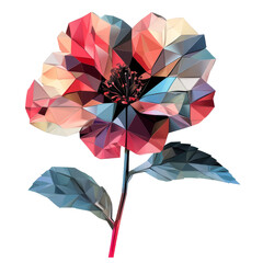 Poster - geometric polygonal flower design with vibrant colors on a clean png background, polygonal flower on
