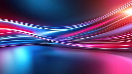 Poster - Sleek abstract technology background with smooth curves and neon lines, representing advanced digital systems