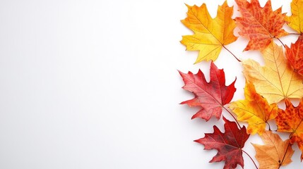 Poster - Autumn sale colorful maple leaf on white background