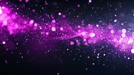 Canvas Print - Abstract background of purple and white bokeh lights on a dark background.