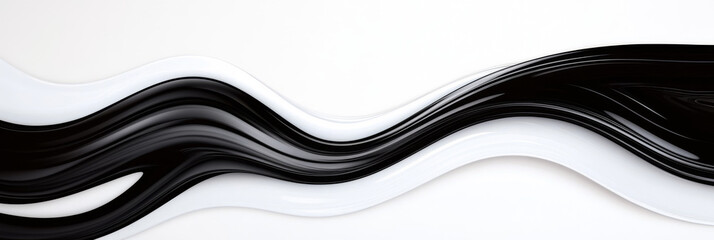 Canvas Print - Abstract black and white wavy lines create a modern design.