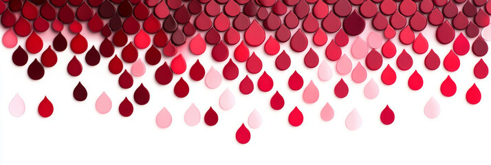 Sticker - Abstract background with red and pink droplets cascading down a white surface.