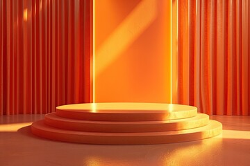 Wall Mural - Orange Stage with Curtains