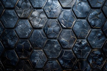 Canvas Print - Textured Hexagonal Pattern in Dark Tones