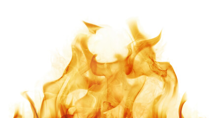 Wall Mural - isolated on white hot orange flame in smoke