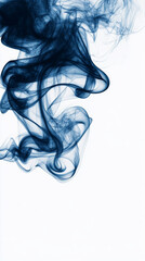 Wall Mural - Abstract blue smoke swirls against a white background.