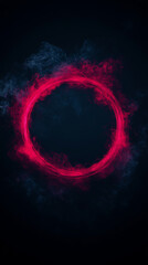 Poster - A bright pink circle glows in the center of a dark blue and grey smoke cloud.