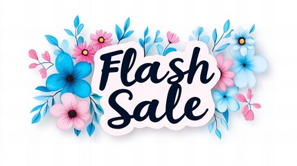 Floral Flash Sale announcement with pink and blue flowers.