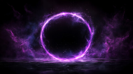 Sticker - A glowing purple ring of energy hangs in the air, surrounded by wisps of smoke and stars.