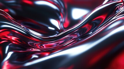 Poster - A close-up of flowing, reflective red and black fabric creating a dynamic visual texture.