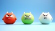 © Ben - Red and green angry emoticons facing off, representing emotional conflict and contrasting expressions in a playful, cartoon style, Generative Ai