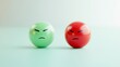 © Ben - Red and green angry emoticons facing off, representing emotional conflict and contrasting expressions in a playful, cartoon style, Generative Ai
