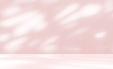 empty pink colour room studio with sunlight effect shadow on the floor and wall for product presenta