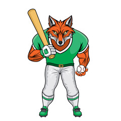 Canvas Print - baseball mascot fox vector illustration baseball character design