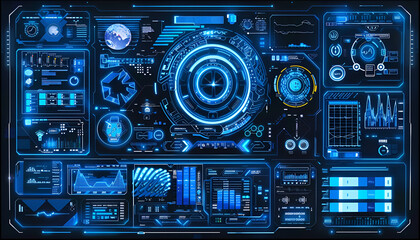 The Digital Hud is a blue futuristic computer interface that can be manipulated using modes