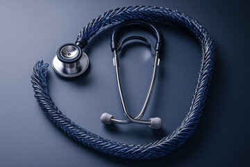 Poster - a stethoscope with its tubing forming a dna strand, symbolizing the relationship between genetics an