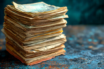 Poster - a stack of unpaid bills, representing the personal financial burden caused by an economic collapse. 