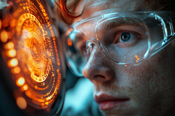 Poster - a scientist looking at a machine that allows them to glimpse into alternate dimensions, symbolizing 