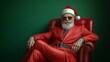 © utaem2022 - Cool santa claus wearing sunglasses and red suit sitting in armchair