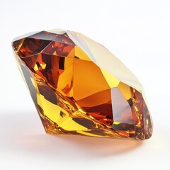 a beautiful gold and dark orange gemstone, white background