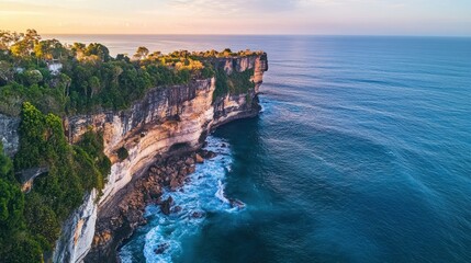 Poster - Cliffside Overlooking The Ocean With Foamy Waves Breaking