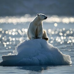 Sticker - Polar Bear Sitting on an Iceberg in the Arctic Ocean