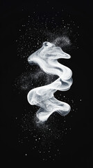 Poster - Abstract white smoke with tiny white particles against a dark background.