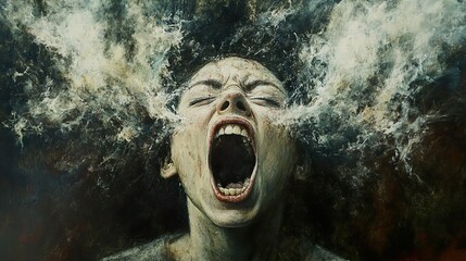 Canvas Print - Screaming Woman: Expression of Pain and Turmoil