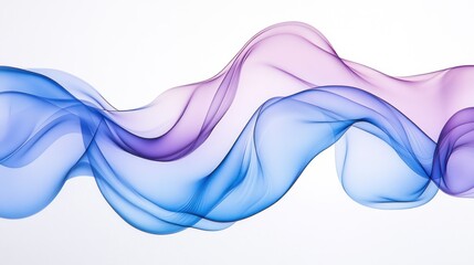 Wall Mural - Abstract Wavy Purple and Blue Fabric on White Background