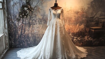 wedding dress on mannequin