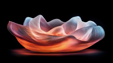 Poster - Abstract Light Sculpture with Wavy Lines and Glowing Hues