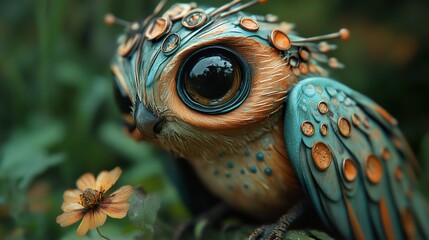 Wall Mural - Whimsical Owl Figurine: A Close-Up Portrait of a Fantasy Creature