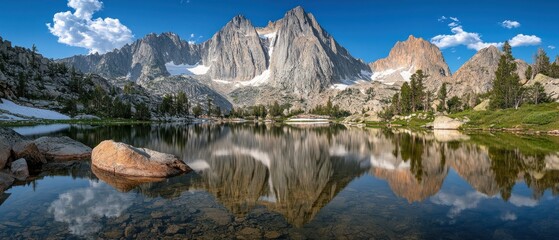 Poster - Mountain Peaks Reflected in Still Lake Water