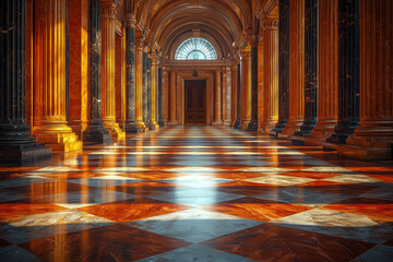 Poster - a hallway with doors leading to different realities, symbolizing the many choices and outcomes of pa