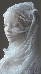 Canvas Print - Ethereal Portrait: Woman in White Veil