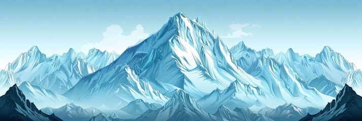 Aufkleber - A breathtaking snow-covered peak rises prominently above surrounding mountains, creating an awe-inspiring natural vista. Generative AI