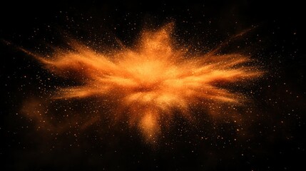 Canvas Print - Orange Powder Explosion Against a Black Background